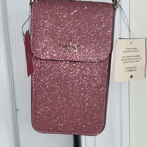 Kate Spade New York Tinsel North South Flap Phone Glitter Crossbody Bag